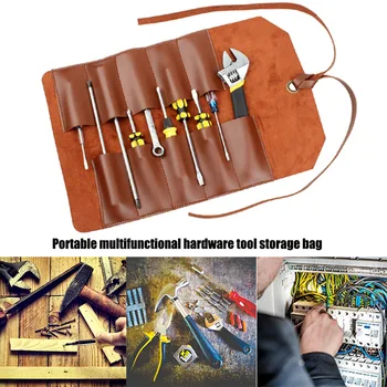 

Hot 10 Holes Leather Storage Bag for Mechanic Tool Cycling Repair Tool Packing Bag Durable Portable MVI-ing