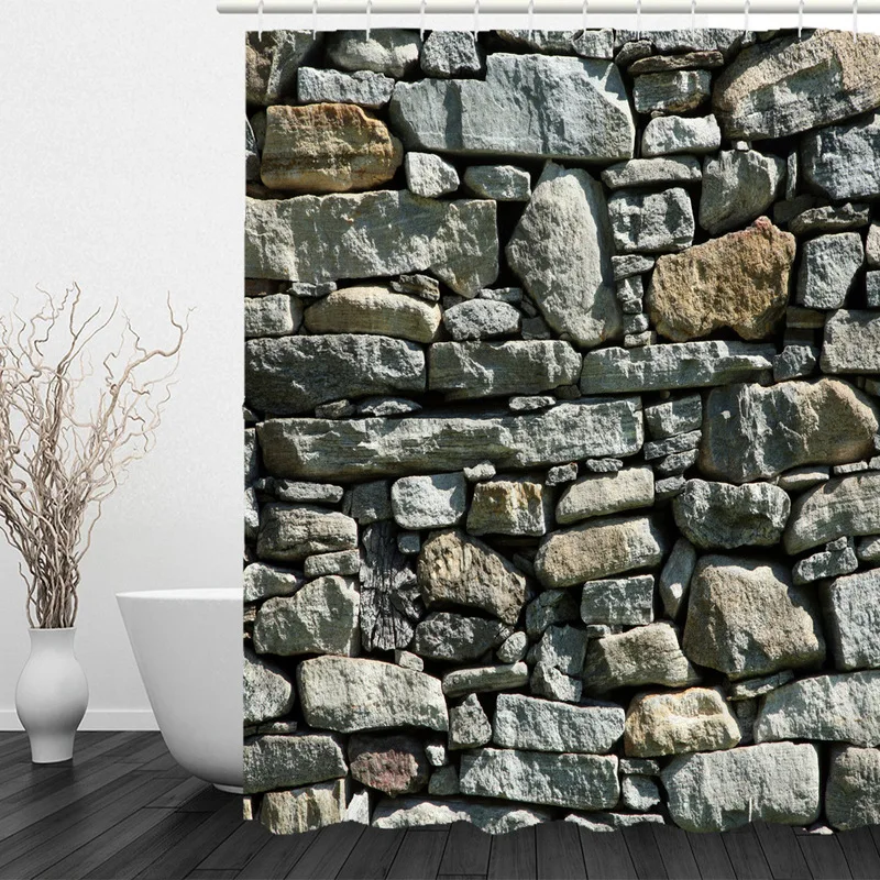 Custom Luxury Colorful Stones Shower Curtain For Hotel Home Polyester Waterproof Bathroom Shower Curtain with Hooks