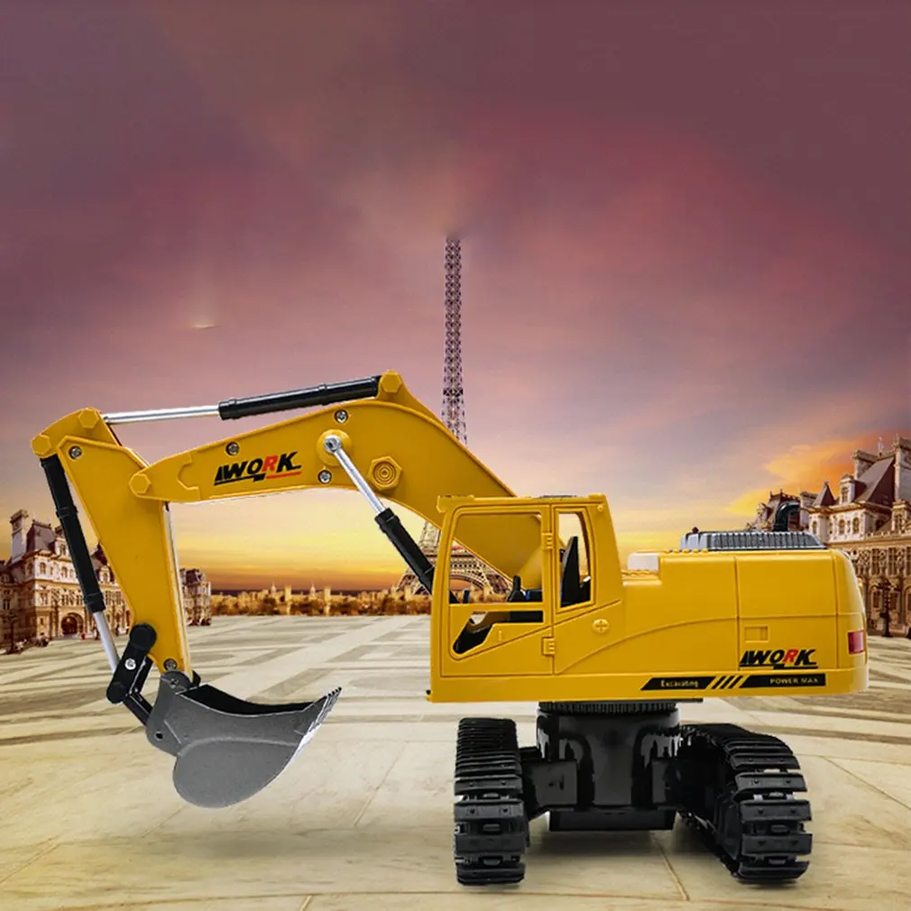 2.4G Eight-Way Alloy Excavator 1:24 Wireless Remote Control Excavator Creative RC Truck Beach Toy RC Engineering Car Tractor