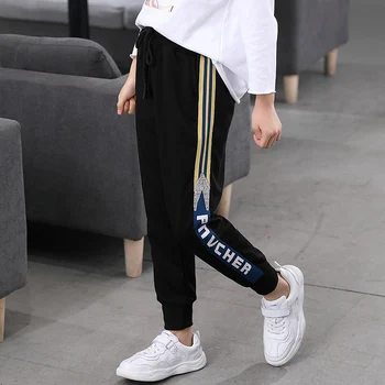 

Girl Sweatpants Fall Trousers for Girls Pants Casual Autumn 2019 New Knitting Striped Letters Pants Kids Clothes 8 10 12 14 year
