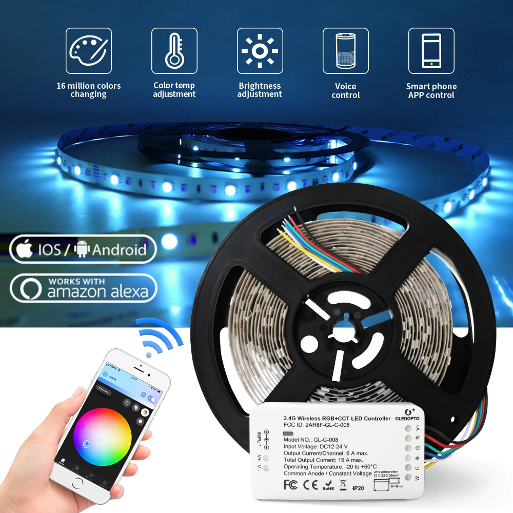 Zigbee Led Strip Light Work With Alexa Echo Plus Rgb Rgbw Rgbcct Warm White  24v Zigbee Controller Smart Phone Control Led Light - Rgb Controler -  AliExpress