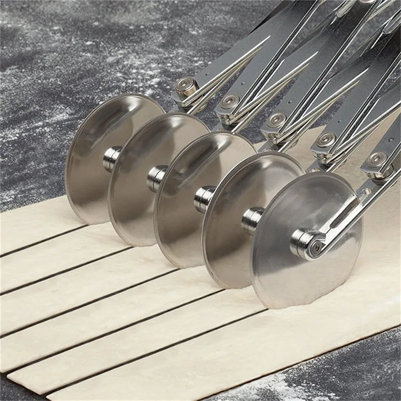 1PC Stainless Steel Dough Divider Cutter Side Pasta Knife Flexible Roller Blade 5/7/3 Wheels Pizza Pastry Peeler Bake Tool