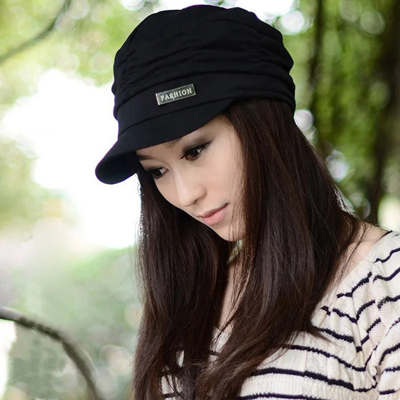 

Women Visors Women Retro Style Cotton Pleated Peaked Cap Outdoor Casual Style Painter