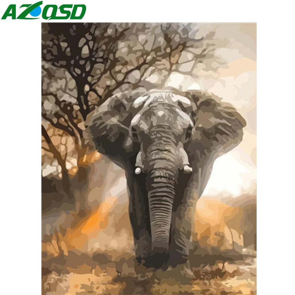 Azqsd Diy Unframe Paint By Numbers For Adults Elephant Handicraft Coloring By Numbers Animal On Canvas Decoration Wall Art Paint By Number Aliexpress