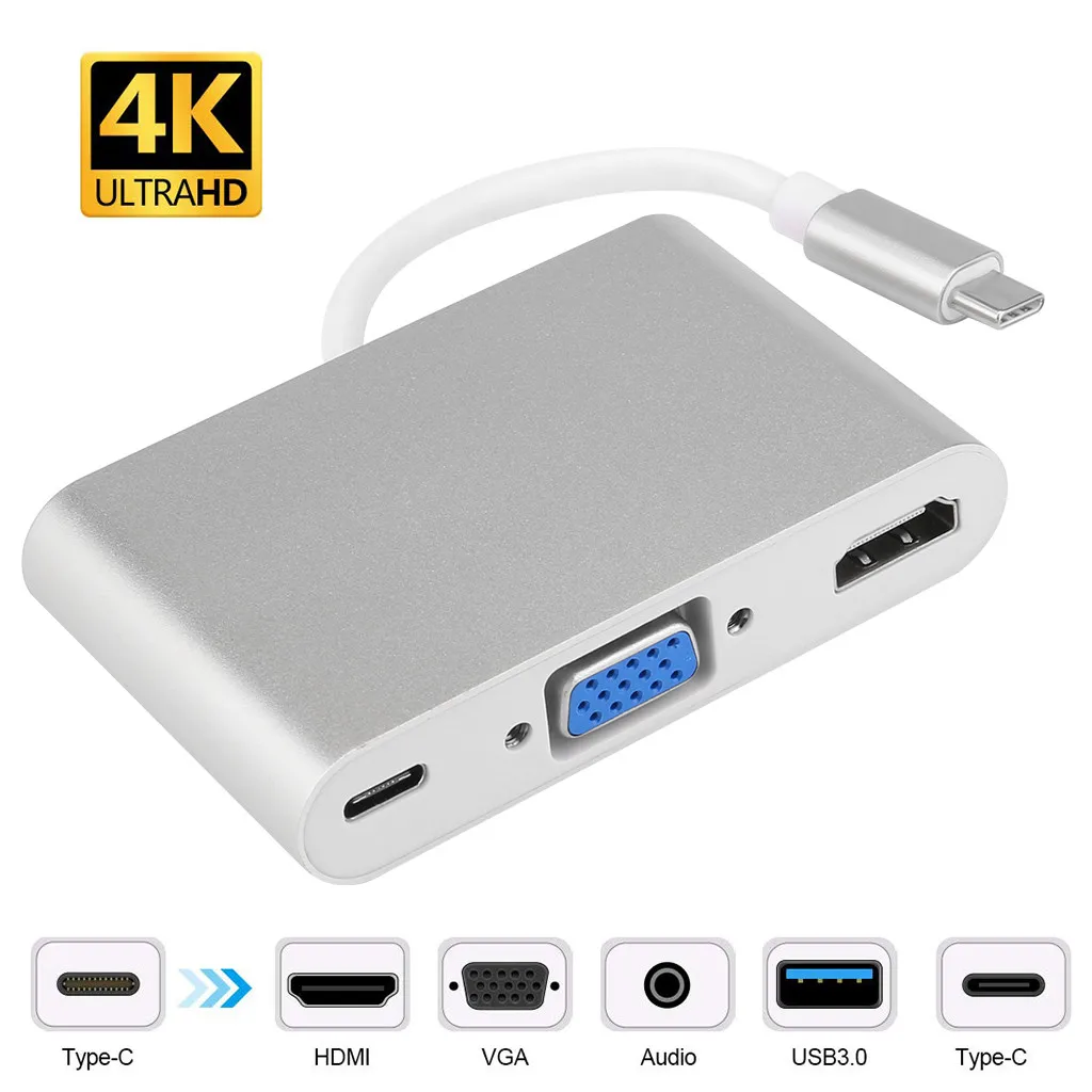 Ouhaobin USB C к HDMI VGA адаптер USB 3,0 видео 5 в 1 порт конвертер адаптер для планшета для компьютера