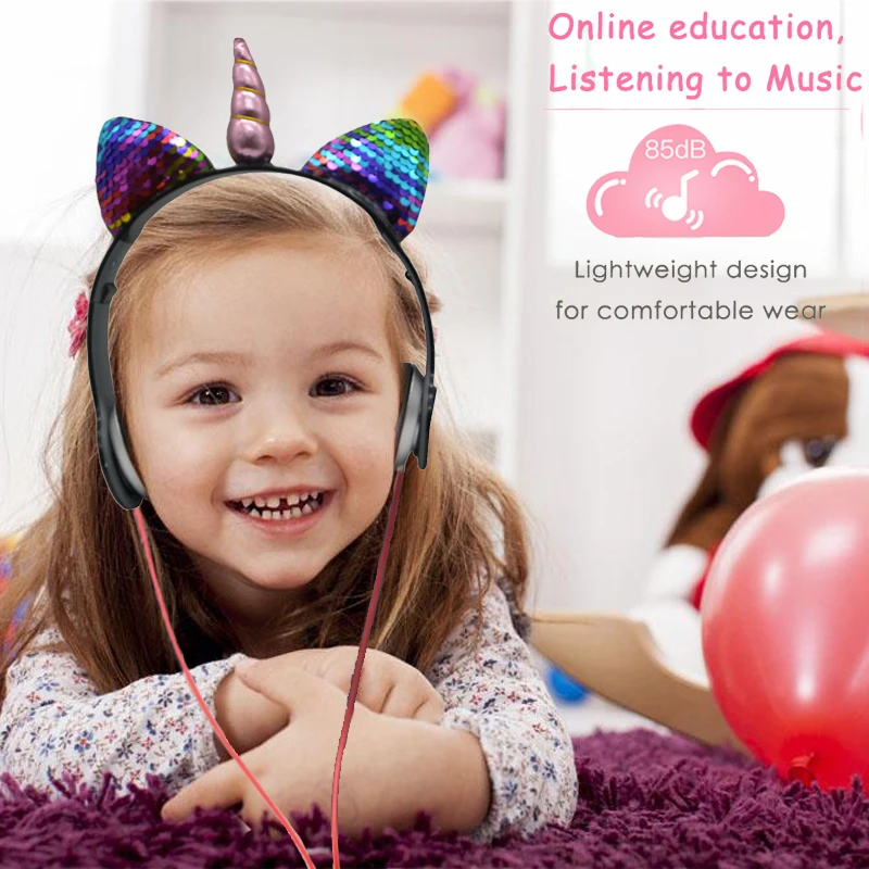 JINSERTA Wired Foldable Earphones Unicorns Cute Headphones Stereo Headset for PC Computer Mobile Phone Kids Headphone
