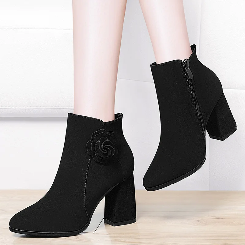 

Gucci Tianlun High Heel Boots Women's Genuine Leather Martin Boots 2019 Autumn & Winter New Style plus Velvet Boots WOMEN'S Shoe