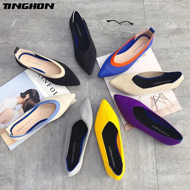 $US $15.88 TINGHON Spring Women Slip On Flat Loafers Pointed Toe Shallow Ballet Flats Shoes Casual Flat Shoes 