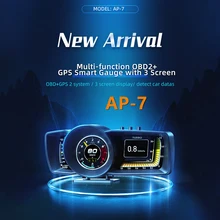 AP-7 Car HUD Head-Up Display LCD SCreen OBD+GPS Speedometer Multi-Function Rotating Head Up Display Turbo MPH Psi 100KPA Alarm