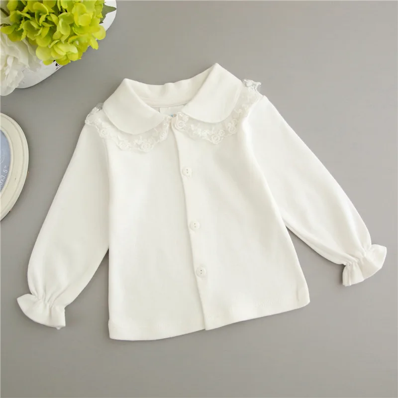 

2-6 Years Old Baby 100% Cotton Long-sleeved T-shirt Girls' Shirt Base Shirt Autumn KID'S Jacket Children Large Lapel Shirt