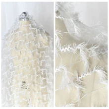 Перьевая Цветочная кружевная ткань свадебное расположение кровать вуаль платье кружево ручной работы ткань DIY свадебное платье ткань