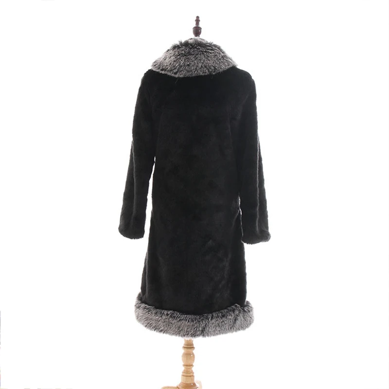 Черная куртка из искусственного меха, Женская S-4XL, большие размеры,, Осень-зима, Новая Европейская и американская мода, длинное пальто из искусственного меха, feminina LR465
