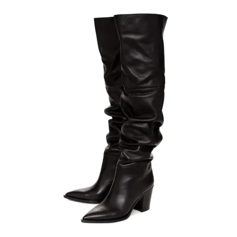 

Stylesowner Brand Designer Sexy High Heels Winter Over The Knee High Boots Woman Pointed Toe Warm Snow Leather Women Boots