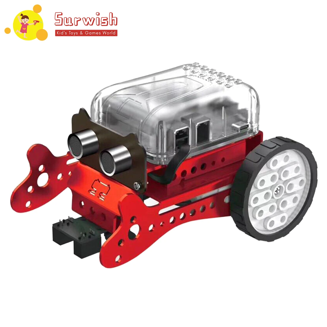 

Surwish DIY Neo Programming Scratch Intelligent Obstacle Avoidance Car Robot Kit - Red/Green