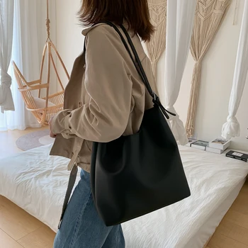 

Big bag women simple shoulder bag large capacity women bag 2019 new color soft leather western style messenger bag handbags