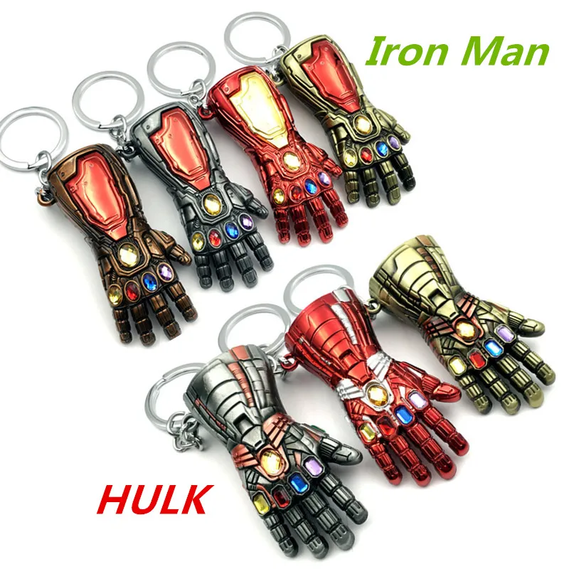 

10PCS/LOT The Avengers Keychain Super Hero Hulk Palm Key Chains Iron Man Glove Infinite Power Gauntlet Metal Pendant Gifts