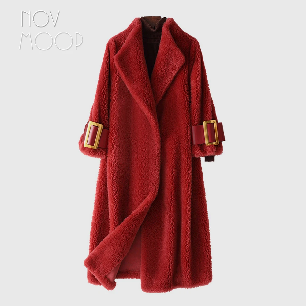 Novmoop high street для женщин осень зима красный цвет из натуральной овечьей кожи