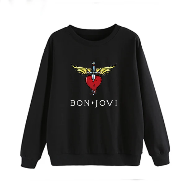 Bon Свитшот Jovi для женщин оверсайз свитшот с капюшоном Женский пуловер осенняя одежда черный harajuku японский стиль мода - Цвет: Черный