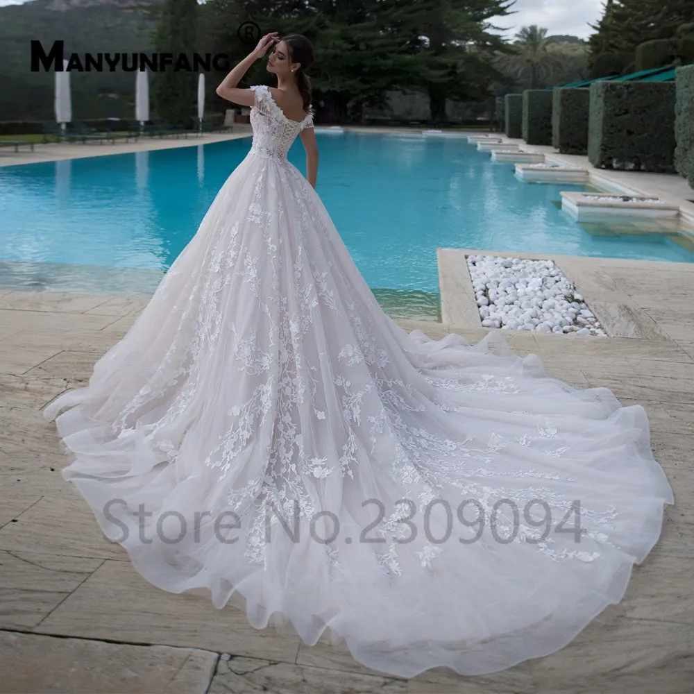 MANYUNFANG роскошное свадебное платье размера плюс Robe BLANCHE Милая шея может para vestido de novia Длинный Шлейф для свадьбы невесты