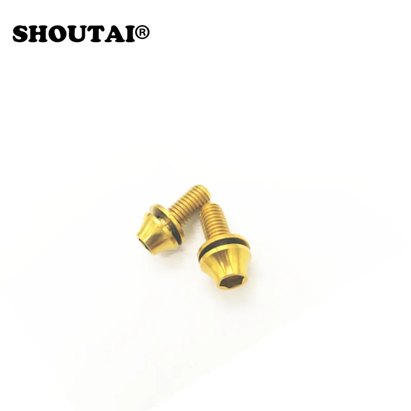 2PCS golden 2 шт. Титан сплава велосипед Велосипедный Спорт флягодержатель Болты M5x12MM бутылки воды держатель стойки Клетки Болты с прокладкой велосипед Accessoies - Цвет: 2PCS golden