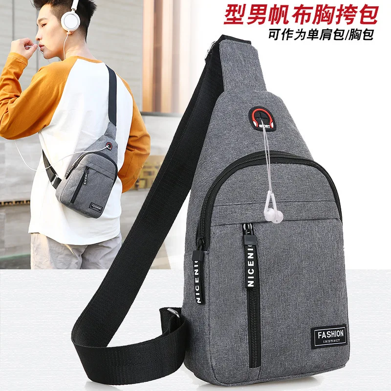 

Hot Selling Chest Single-shoulder Canvas Bag Men Chest Pack Single-shoulder Canvas Bag Shoulder Bag Korean-style Trendy Bag