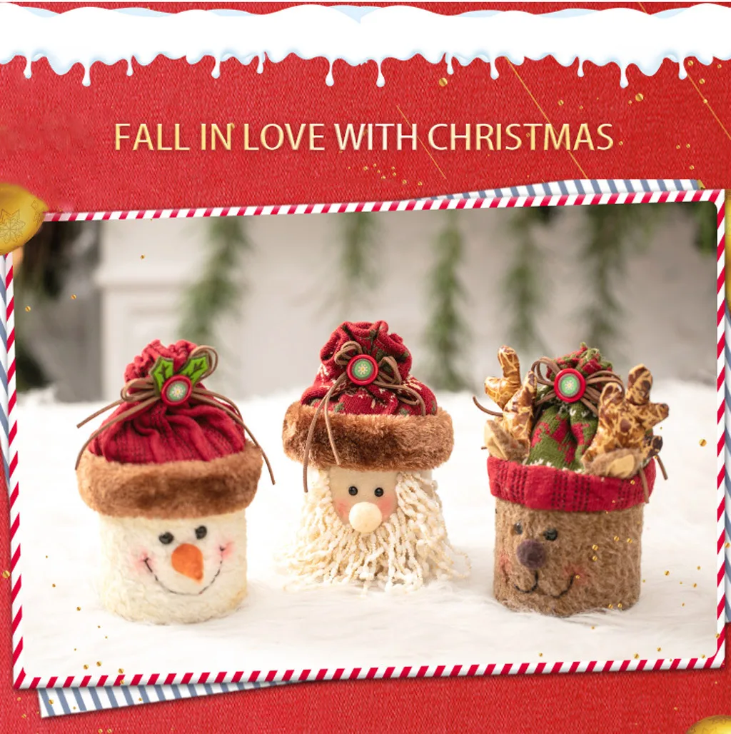 Год плюшевая сумка Снеговик Noel Deco Navidad Санта Клаус яблоко конфеты мешок украшения Рождественские вечерние мягкие сумки для хранения конфет