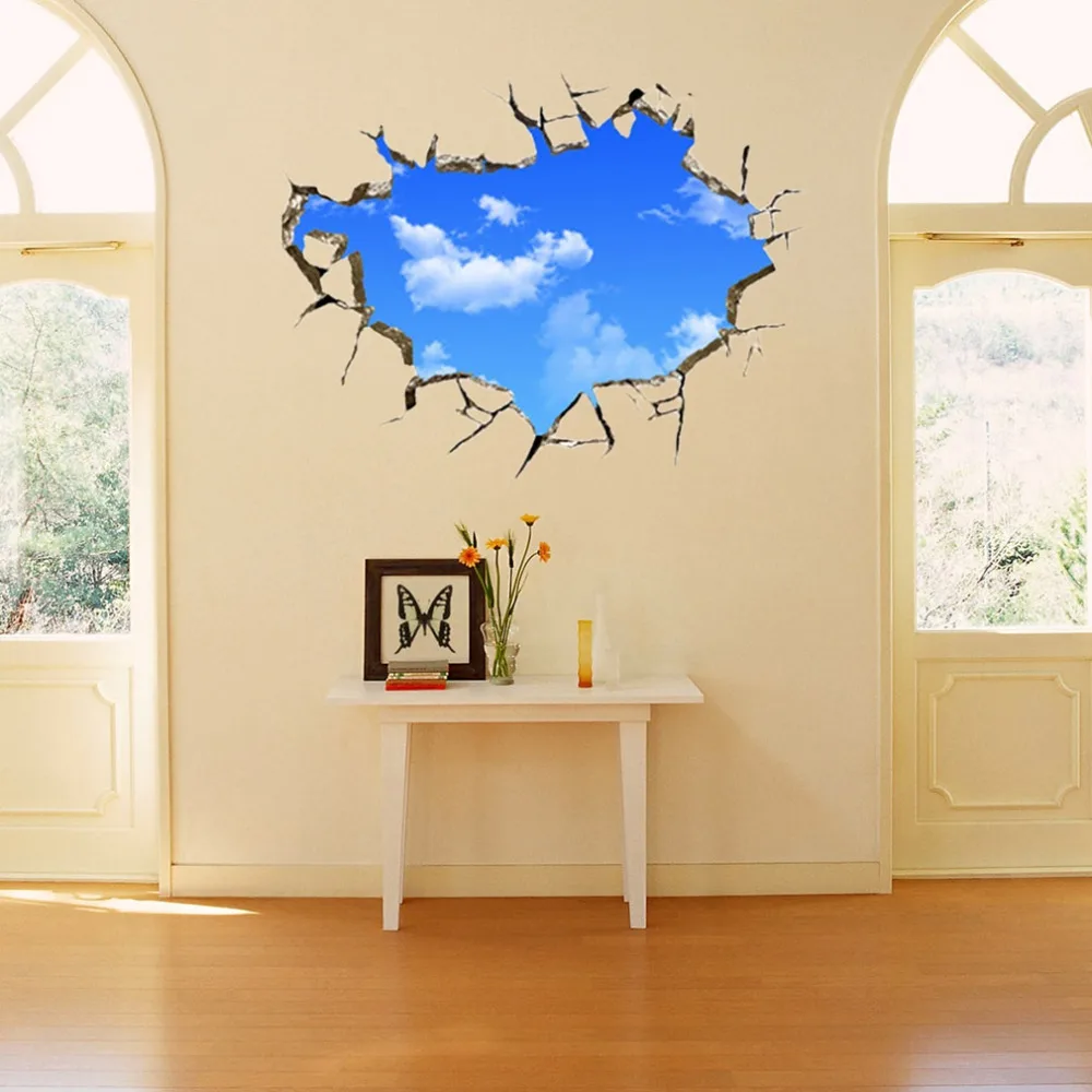 

50*70cm PVC Wall Sticker Creative Blue Sky 3D Stereo Ceiling Decals Removable Art Decoration for Living Room Bedroom