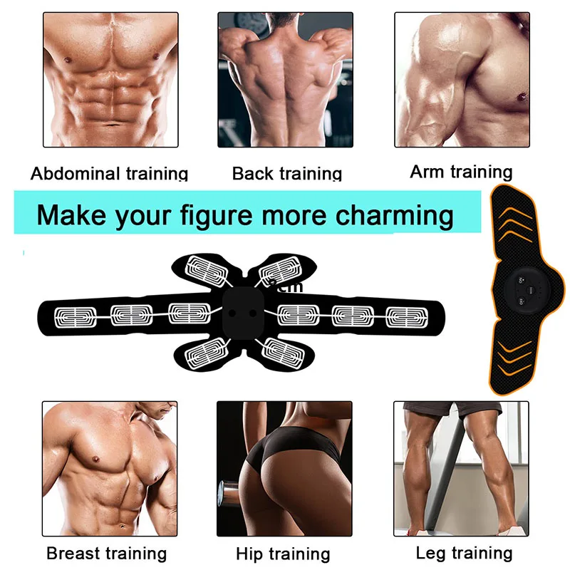 EMS Abdominal Muscle Trainer Stimulator Electric Muscle Exerciser Machine Belly Arm Leg Home Gym Fitness Equipment Training Gear