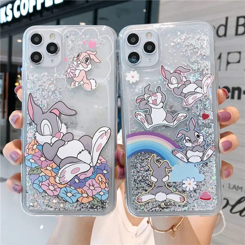 Rainbow Rabbit Quicksand Phone Case for iPhone 14 15 16 Pro Max Cases ...