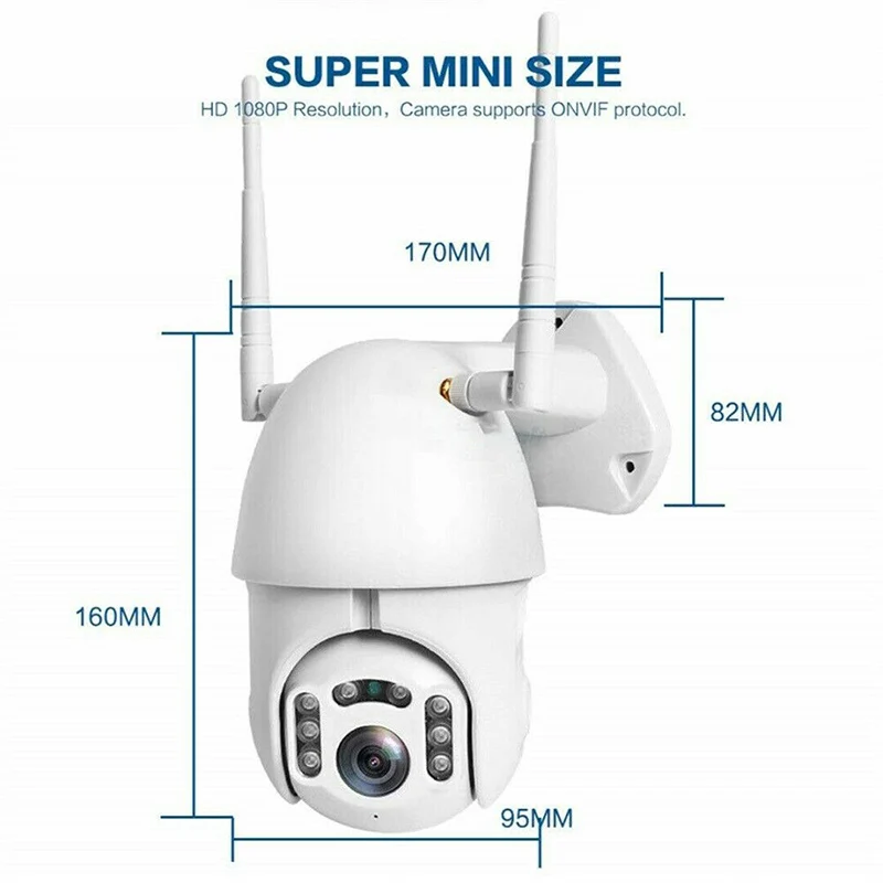 

1080P Waterproof Outdoor WiFi PTZ Pan Tilt Security IR IP Camera HD Night Vision ING-SHIPPING