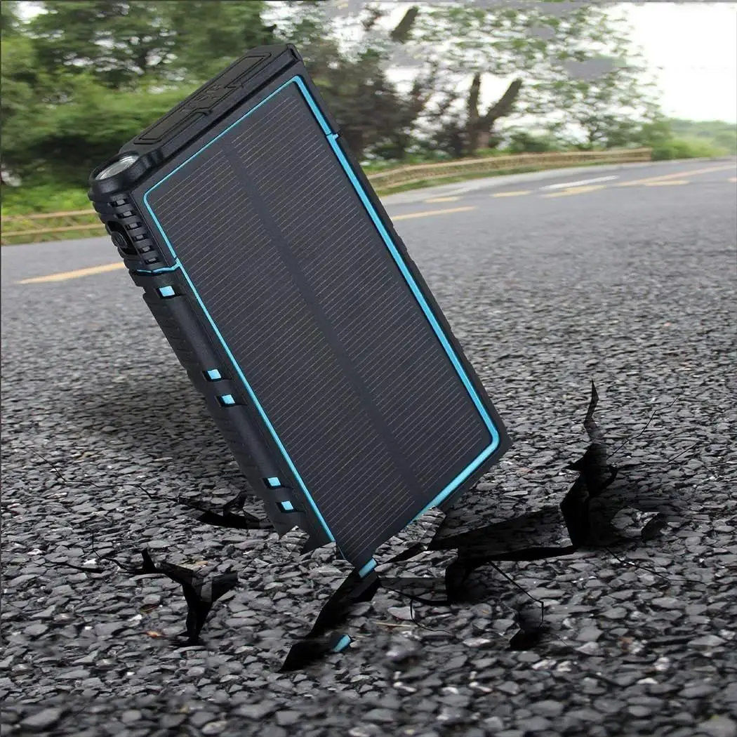 Портативный 10000mAh солнечный банк питания Водонепроницаемый двойной USB