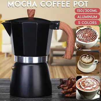 

Coffee Kettle Aluminum Italian Style Espresso Coffee Maker Stove Top Pot Kettle Portable Long Handle Kitchen Teapots 150ml/300ml