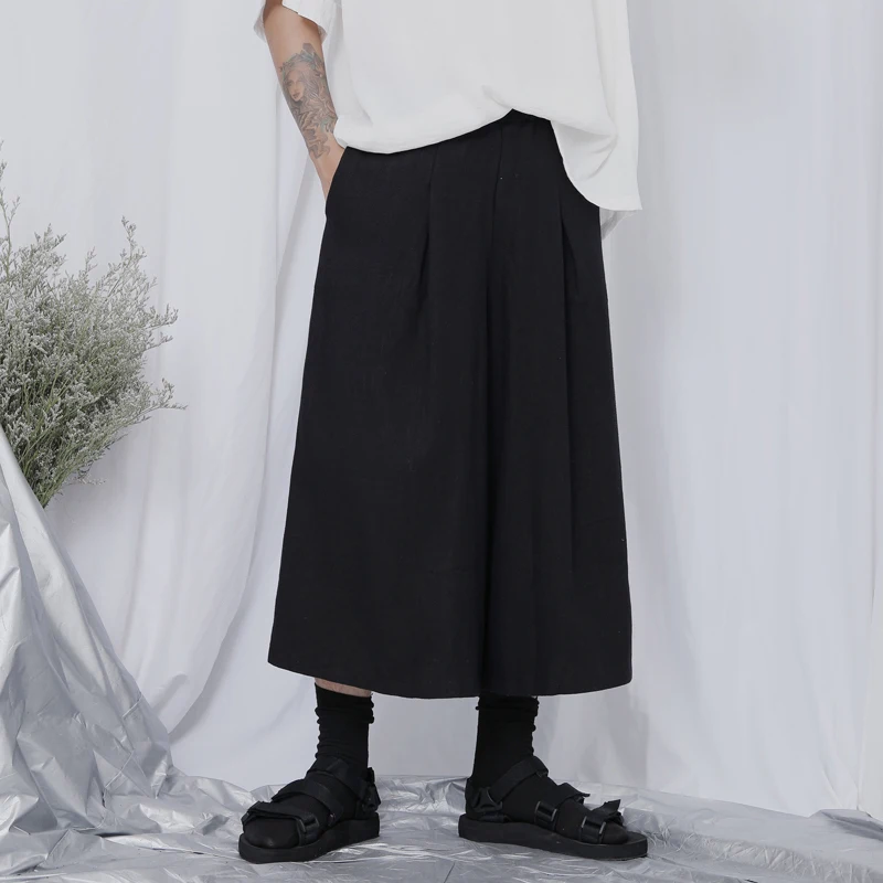 Men's Autumn Wide Leg Pants Spring And New Large Fashion Simple Solid Color Loose Casual Short | Мужская одежда