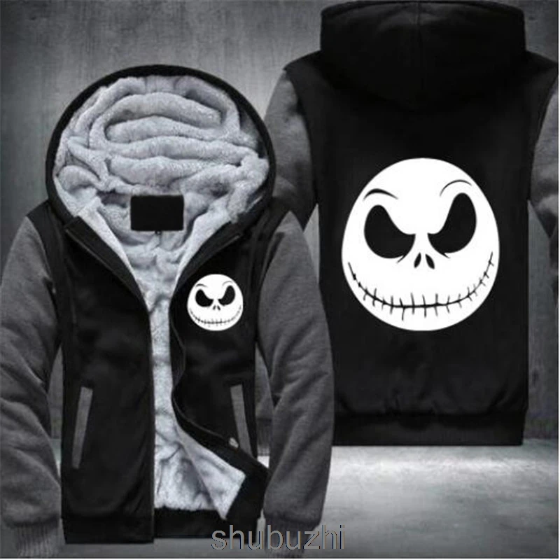 same as picture Новое поступление, утепленная флисовая куртка Jack Skellington, зимняя толстовка с капюшоном, повседневный утепленный пуловер на молнии, толстовка с капюшоном - Цвет: same as picture