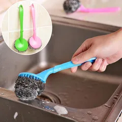 Шарик из стальной проволоки с длинной ручкой щетка для уборки бытовой ручки xi wan shua кухонная подвесная дезактивация не занимает O