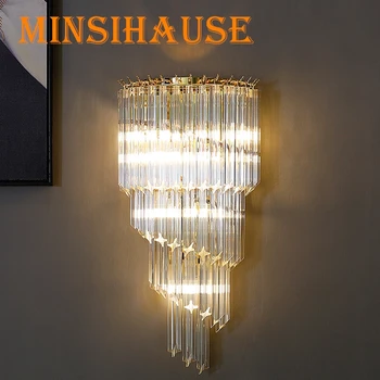 

Post-modern Luxury Crystal Wall Lamp Modern Led Lamp Living Room Bedroom Bedside Lamp Home Decor Fixture Gold Wall Sconce Light