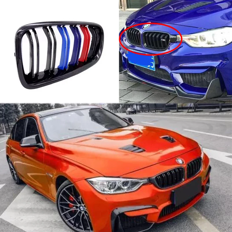 

1 Pair Car Racing Grill Front Kidney Grilles M Color 1 Line 2 Line for BMW F30 F31 F35 320i 328i 335i 2012-2015 2016 2017