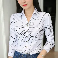 JFUNCY Plus Size Women Tops and Blouses 2020 Stripe Print Elegant Long Sleeve Office Lady Work Wear Shirts Female Slim Blusas