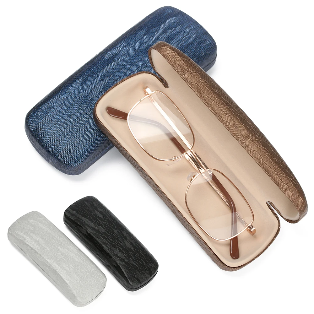 1PC Women Men Hard Eyeglass Case Steel Leather Glasses Case Waterproof