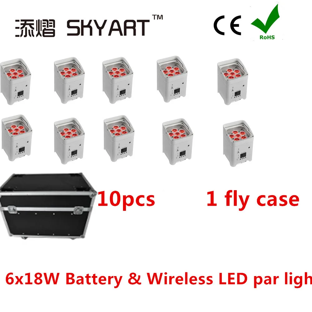 10pcs1 road case Профессиональный Фабричный дешевый чехол 6x18W Светодиодный аккумулятор RGBWA светодиодный светильник - Цвет: 10pcs1 road case