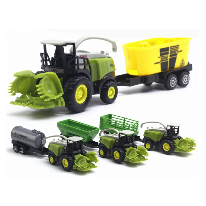 

1:55 Alloy Farmer Car Alloy Harvester Trailer Transporter Tankers Agricultural Vehicles Models Toy Christmas Children's Gift