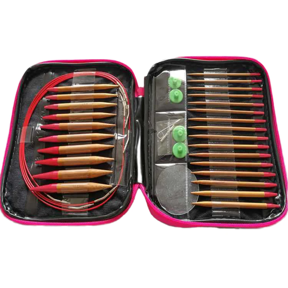Weaving Sewing Needle Kit Carbonized Bamboo Anti Rust Handwork Interchangeable Crochet With Case Sweater DIY Circular Knitting |
