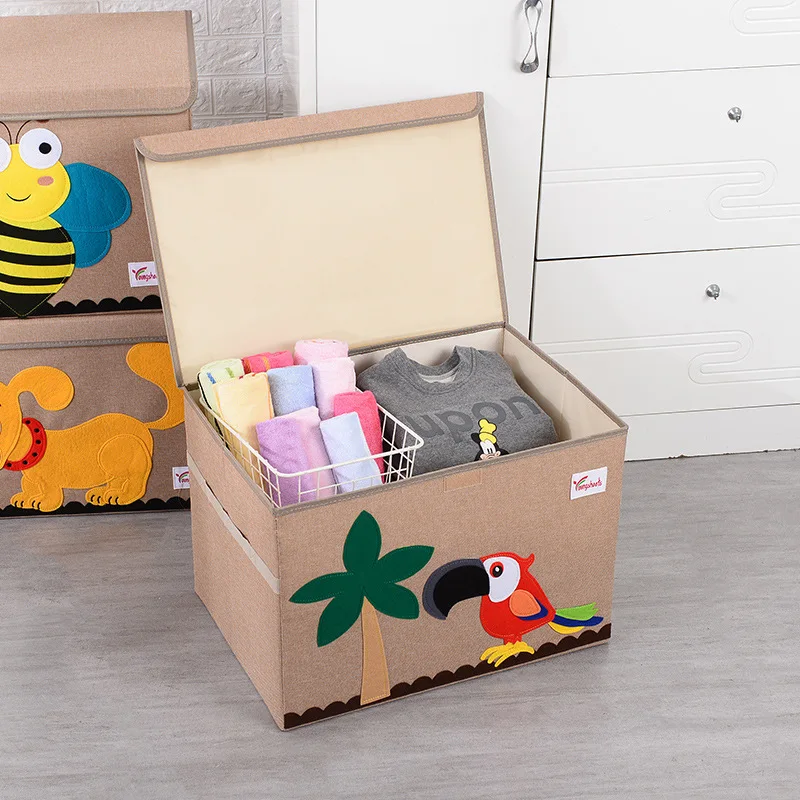 Большой куб складной ящик для хранения игрушек мультфильм животных Холст ящик для хранения одежды с крышкой для книг - Цвет: 8