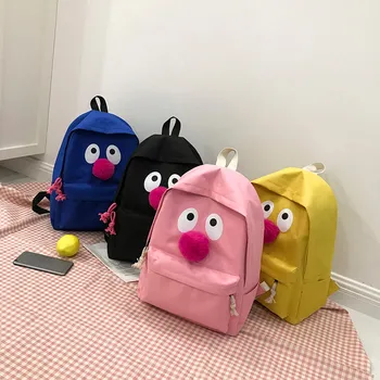 

Fashion lady bag Solid color cartoon eye backpack Canvas School Bag Large Capacity backpack travel backpack Dropship T824