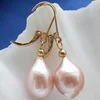 New Arrival Unique Pearl Jewelry Huge 15mm Pink Baroque Freshwater Pearl Dangle Earring 14k-20 Gold Hook Charming Women Gift 1