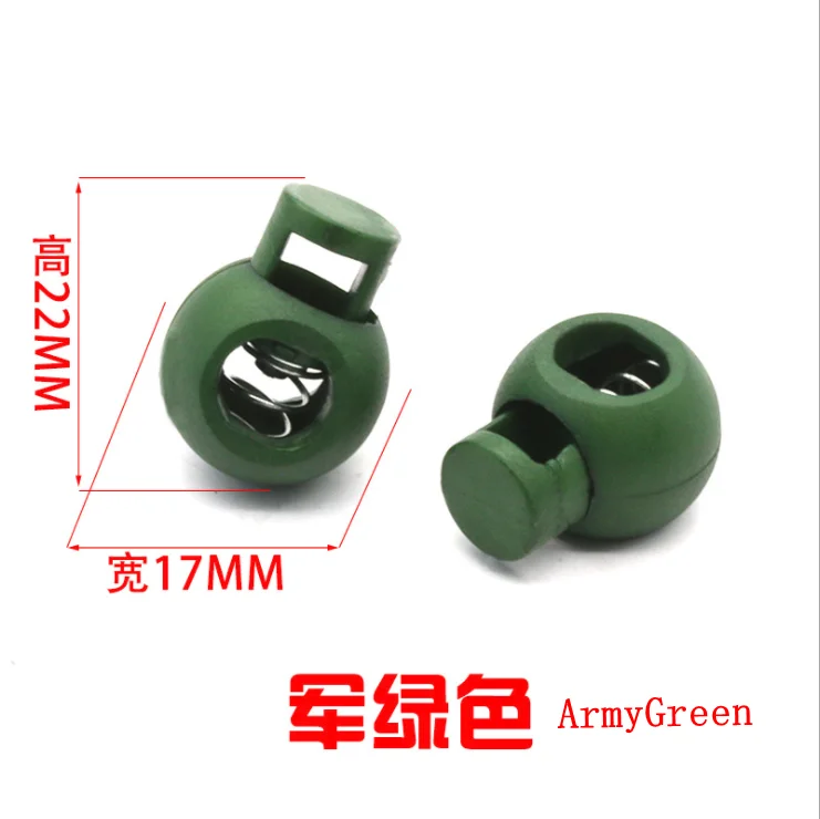 ArmyGreen 100 шт./лот, 25 цветов, пластиковый цветной круглый фиксатор шнура, пружинный фиксатор для 8 мм банджи, амортизирующий шнур, K-355 - Цвет: ArmyGreen