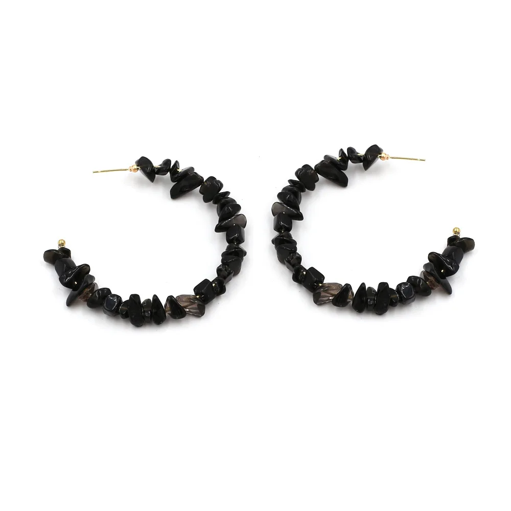 Rhodium Stone Hoop Earrings - Image 6