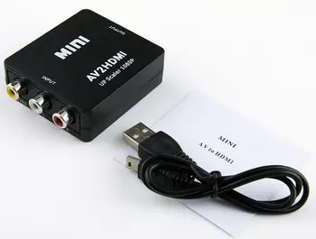 

100pcs Full HD 1080P Male to Female RCA AV TO HDMI Converter Adapter Mini Composite CVBS to HDMI AV2HDMI Audio Converter