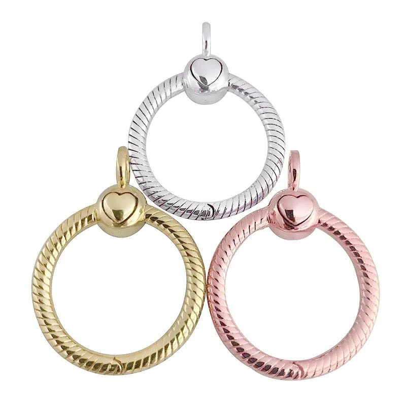 

New 925 Sterling Silver Bead Charm Rose Gold & Silver Moments Small O Necklace Pendant Fit Pandora Bracelet Bangle Diy Jewelry