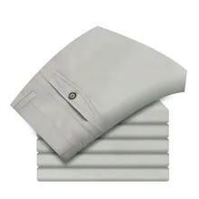 Модные популярные высококачественные хлопковые мужские брюки прямые весенние и летние длинные мужские классические деловые повседневные брюки полной длины средней длины